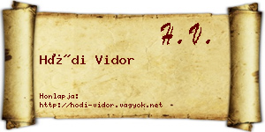 Hódi Vidor névjegykártya